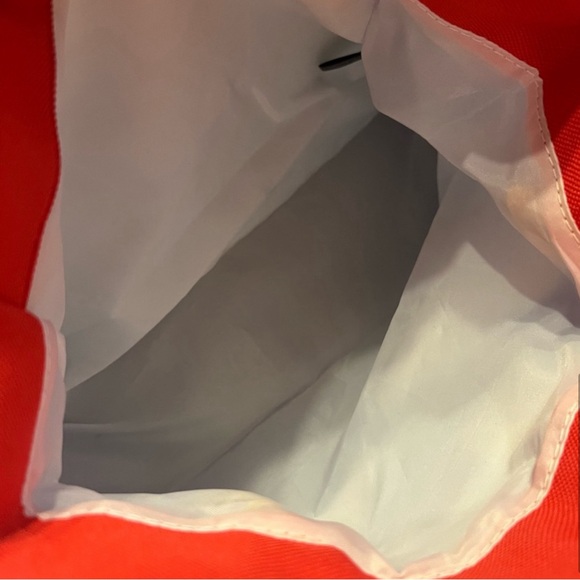 Moschino | Vintage 1990s Cloud Print Bag Red Blue Tote Logo Rope Handles - Picture 8 of 8